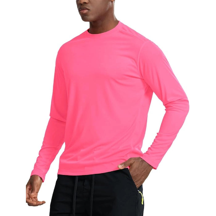 Men’s Long Sleeve Sun Protection Shirt for Running & Workout - Pink