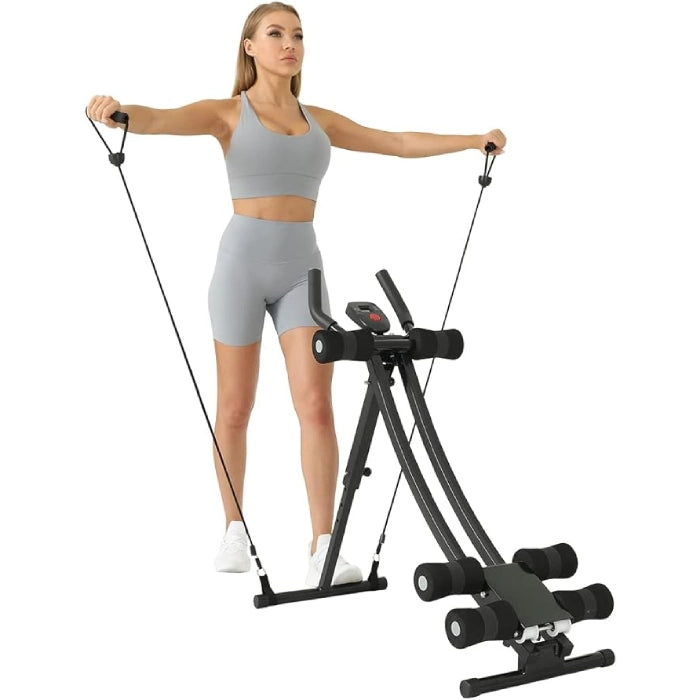 Height-Adjustable Ab Machine with Resistance Bands