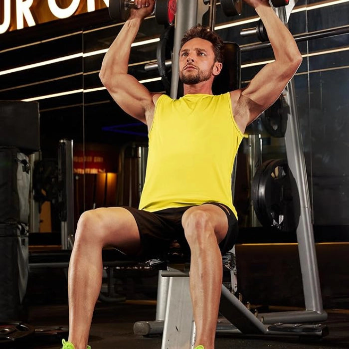 Moisture Wicking Athletic Muscle T-Shirts for Gym & Workout - Yellow