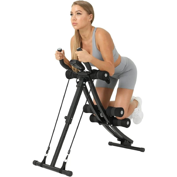 Height-Adjustable Ab Machine with Resistance Bands