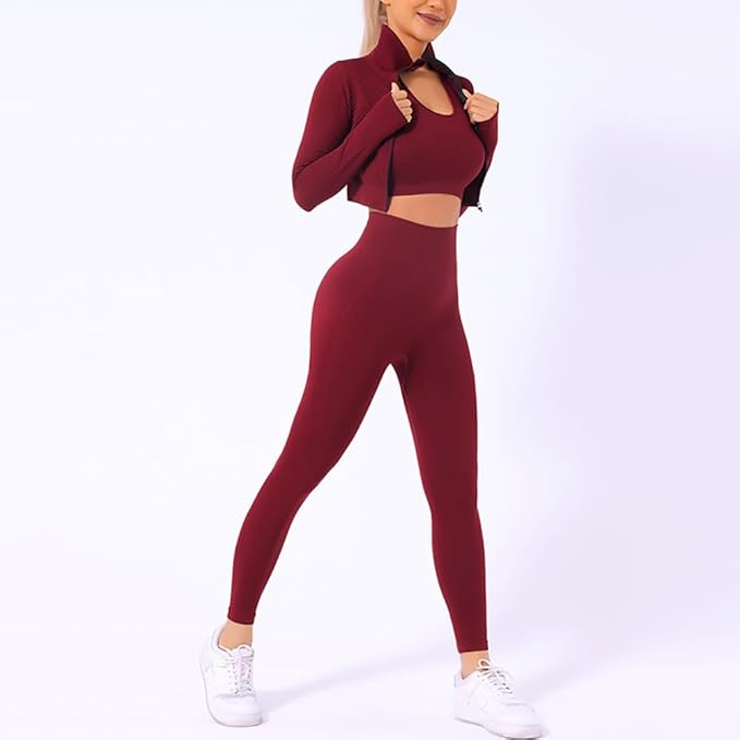3PCS Seamless Workout Set for Women - Red