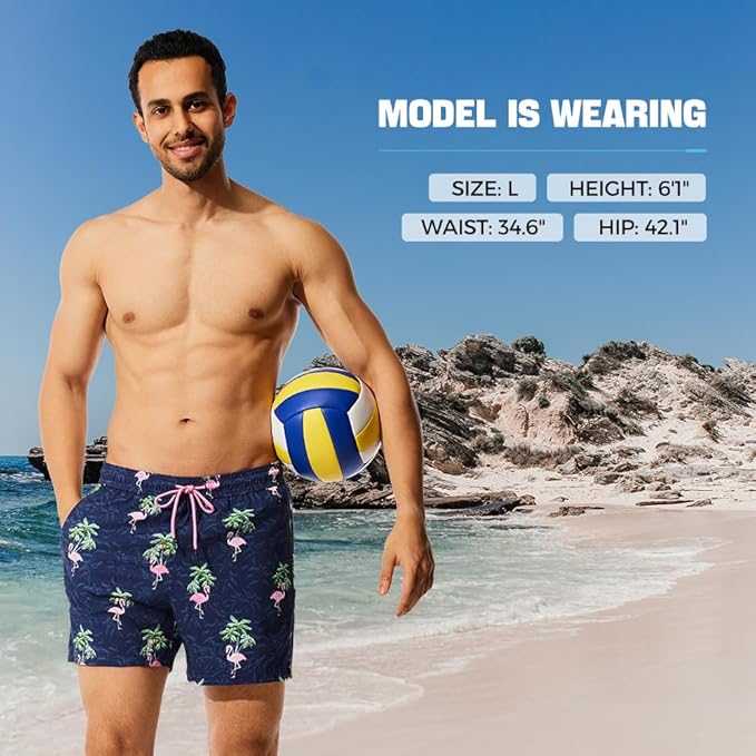 Quick Dry Board Shorts with Zipper Pockets - Blue