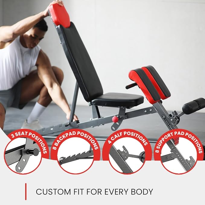 Multi-Functional Weight Bench – Adjustable Incline, Decline, Flat & Roman Chair for Full-Body Workouts