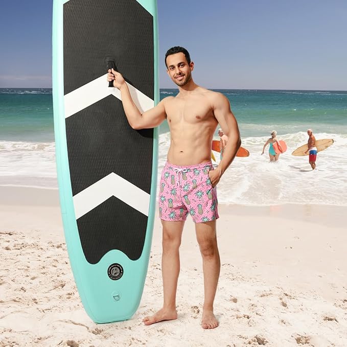 Quick Dry Board Shorts with Zipper Pockets - Pink