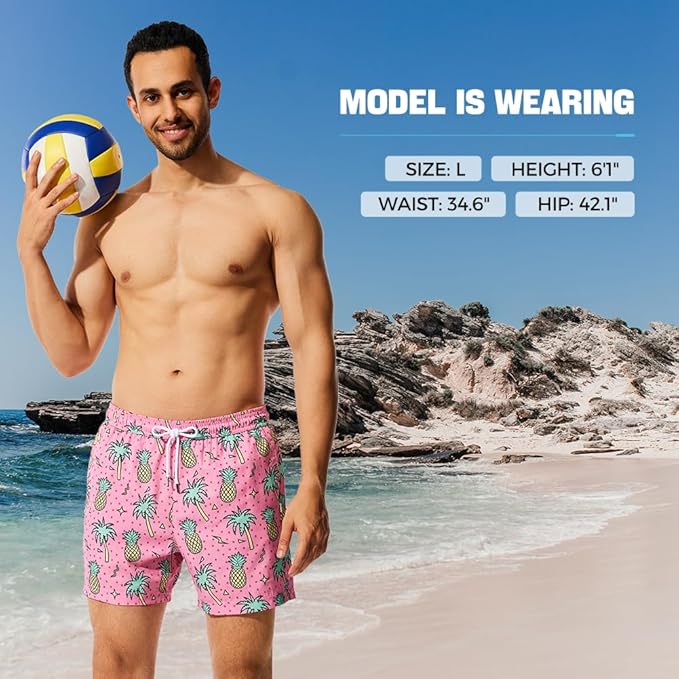 Quick Dry Board Shorts with Zipper Pockets - Pink