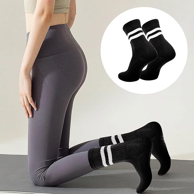 Black - Anti-Skid Grip Socks for Yoga, Barre, Ballet and Workouts -Pairs of 3