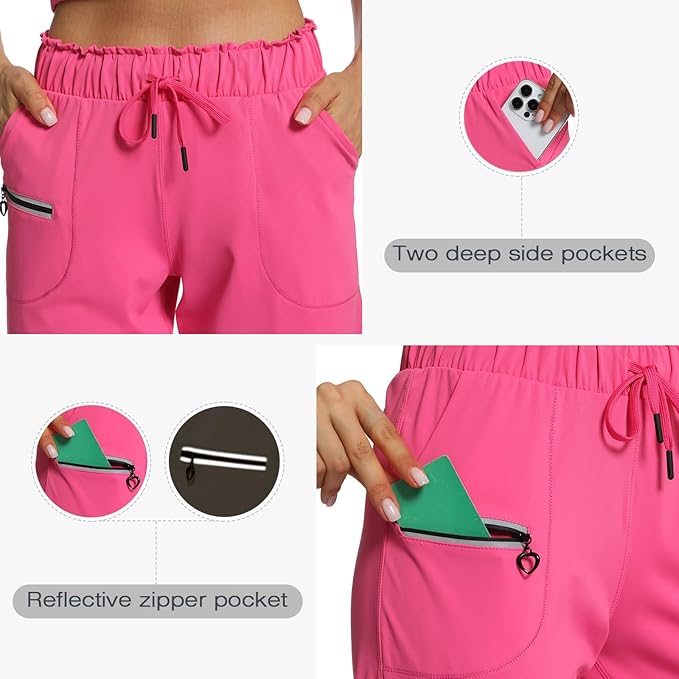 Elastic Waist Workout Gym Pants for Fitness & Gym - Pink