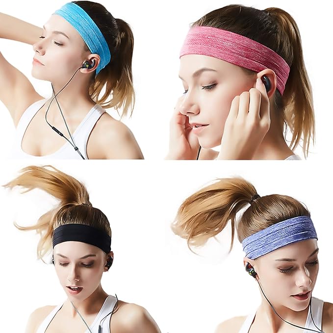 Non-Slip Moisture-Wicking Headbands for Yoga and Sports Workout - Pack of 6