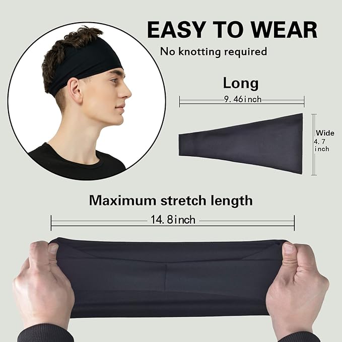 Moisture-Wicking Sports Headbands - Pack of 5