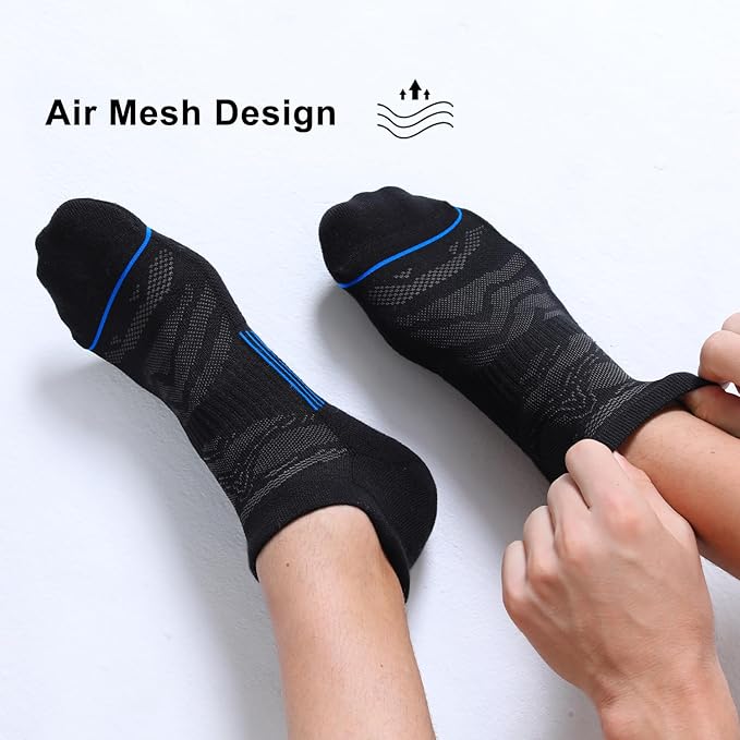 Men’s 6-Pack Ankle Running Socks - Black