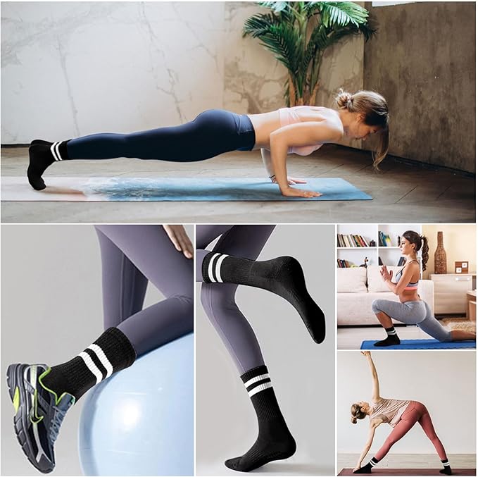 Black - Anti-Skid Grip Socks for Yoga, Barre, Ballet and Workouts -Pairs of 3