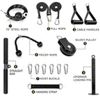 3-in-1 Pulley Cable System with LAT Pulldown Bar, Tricep Rope & 2M Gym Cable
