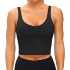 Black - Padded Workout Crop Top for Yoga and Fitness
