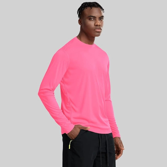 Men’s Long Sleeve Sun Protection Shirt for Running & Workout - Pink