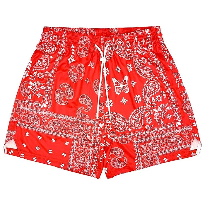 Men’s Mesh Graphic Print Shorts for Athletic Gym - Red