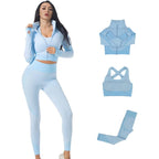 3PCS Seamless Workout Set for Women - Blue
