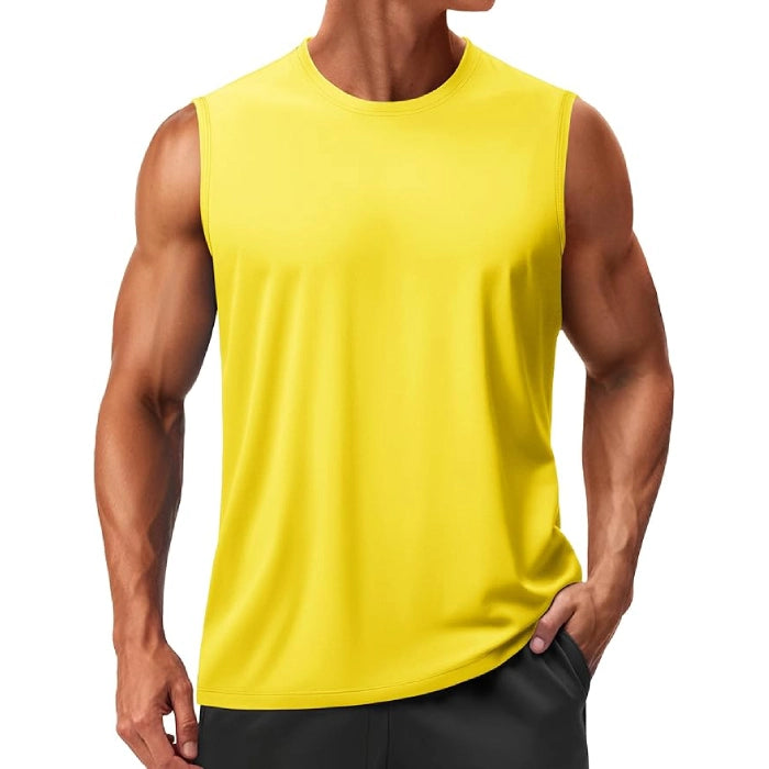 Moisture Wicking Athletic Muscle T-Shirts for Gym & Workout - Yellow