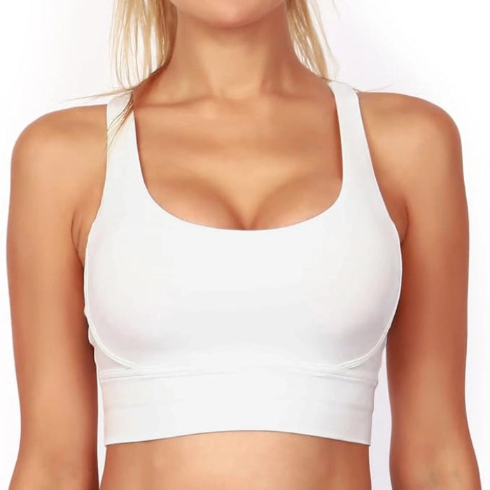 Women’s Strappy Padded Sports Bra - White