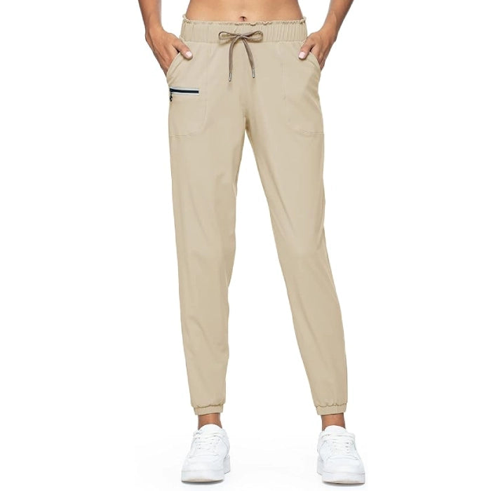 Elastic Waist Workout Gym Pants for Fitness & Gym - cream