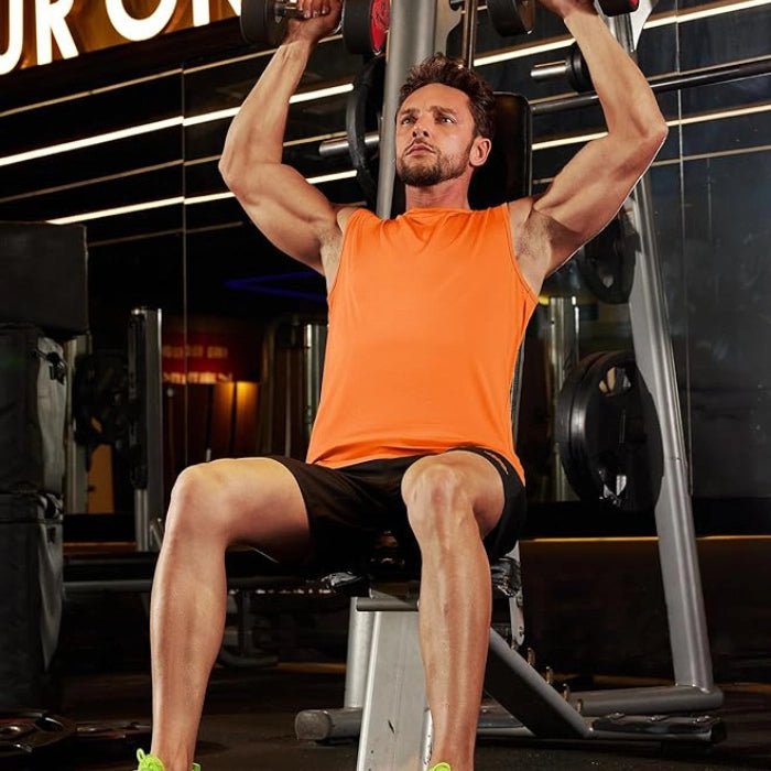 Moisture Wicking Athletic Muscle T-Shirts for Gym & Workout - Orange