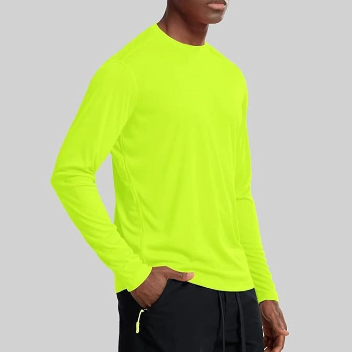 Men’s Long Sleeve Sun Protection Shirt for Running & Workout - Neon Green