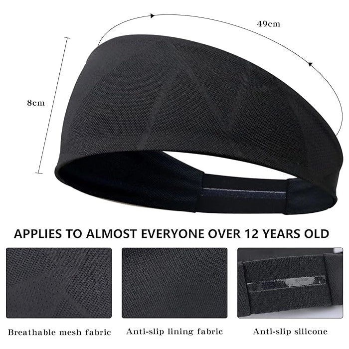 3 Pack Elastic Wide Dual-Layer Lightweight Sports Headbands