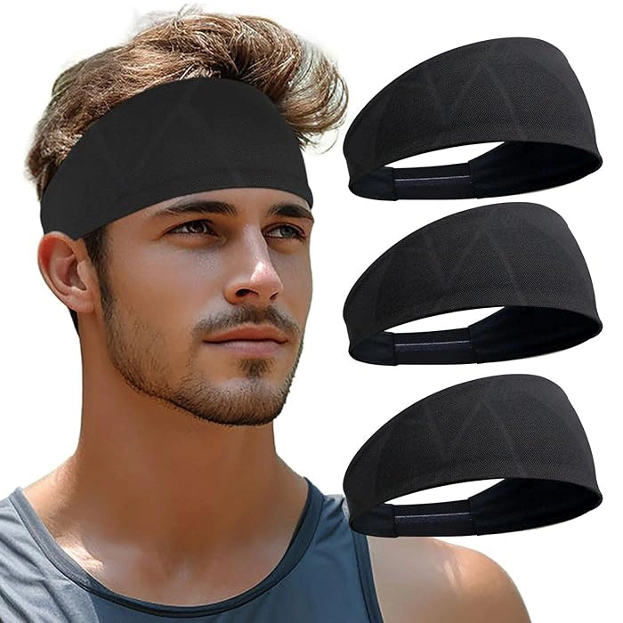 3 Pack Elastic Wide Dual-Layer Lightweight Sports Headbands
