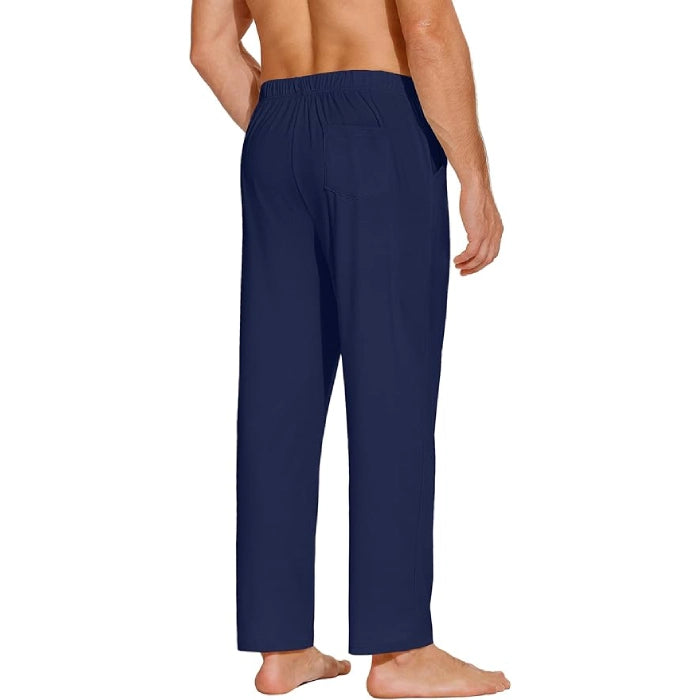 Casual Open Bottom Lightweight Jogger Track Pants with Pockets - Blue