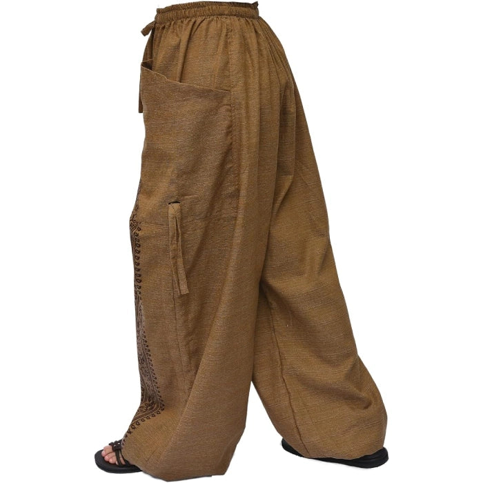 Casual Lounge Pants with 2 Pockets & Adjustable Length - Brown