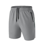 Grey - Men’s Quick-Dry Sports Shorts with Zipper Pockets