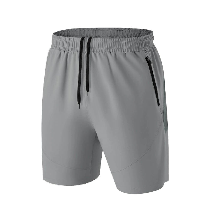 Grey - Men’s Quick-Dry Sports Shorts with Zipper Pockets