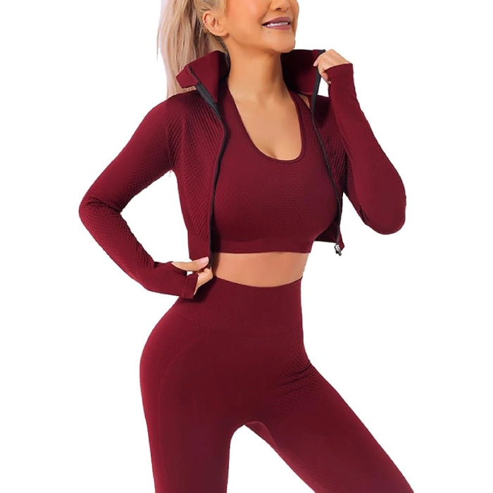 3PCS Seamless Workout Set for Women - Red