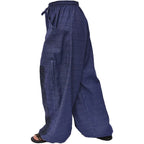 Casual Lounge Pants with 2 Pockets & Adjustable Length - Blue