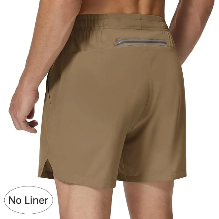 Brown - Quick-Dry Lightweight Gym & Running Shorts with Pockets
