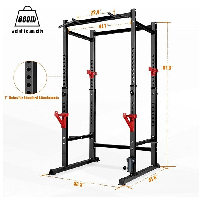 Adjustable Squat Rack with Pull-Up Bar