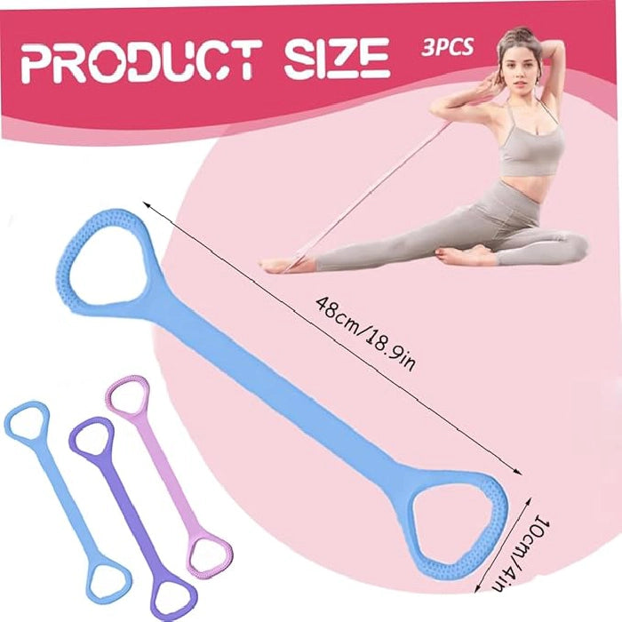 Elastic Exercise Bands for Yoga - Pack of 3