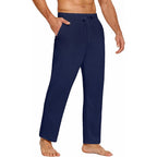 Casual Open Bottom Lightweight Jogger Track Pants with Pockets - Blue