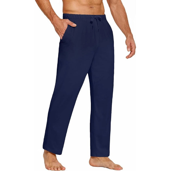 Casual Open Bottom Lightweight Jogger Track Pants with Pockets - Blue