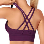 Women’s Strappy Padded Sports Bra - Purple