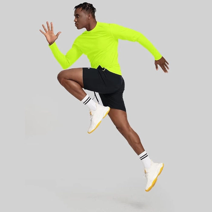 Men’s Long Sleeve Sun Protection Shirt for Running & Workout - Neon Green