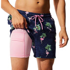 Quick Dry Board Shorts with Zipper Pockets - Blue