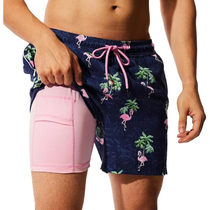 Quick Dry Board Shorts with Zipper Pockets - Blue