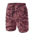 Mauve - Men’s Quick-Dry Sports Shorts with Zipper Pockets
