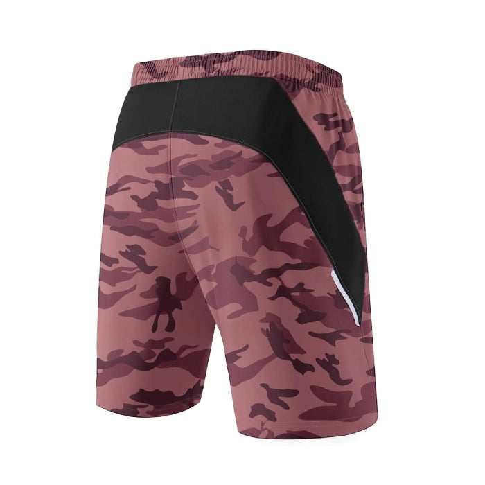 Mauve - Men’s Quick-Dry Sports Shorts with Zipper Pockets