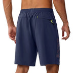 Lightweight Quick-Dry Athletic Shorts with 3 Zipper Pockets - Blue