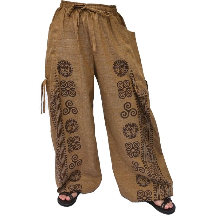 Casual Lounge Pants with 2 Pockets & Adjustable Length - Brown