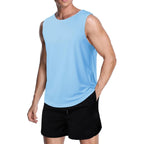 Sleeveless Workout Shirt, Dry Fit Athletic Muscle Tee for Gym & Fitness - Blue