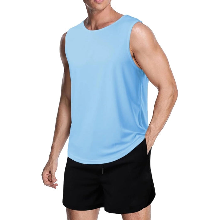 Sleeveless Workout Shirt, Dry Fit Athletic Muscle Tee for Gym & Fitness - Blue