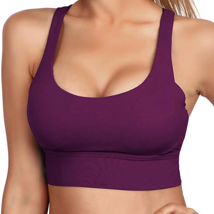 Women’s Strappy Padded Sports Bra - Purple