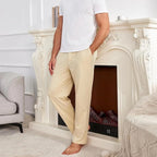 Casual Open Bottom Lightweight Jogger Track Pants with Pockets - Cream